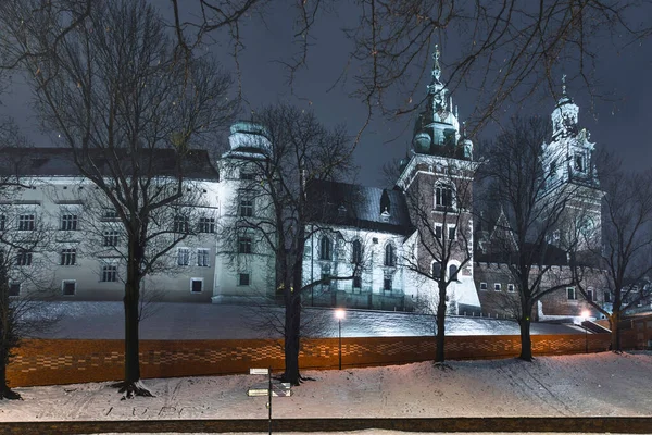 Wawel Cathedral Krakow Poland Night — Stock Photo, Image