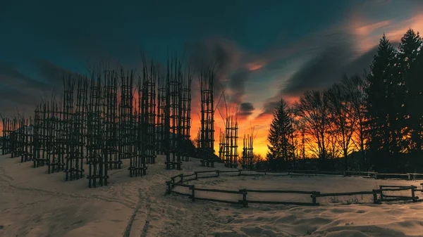 Barevný Západ Slunce Zeleninové Katedrále Italských Předalpách Provincii Bergamo Monte — Stock fotografie