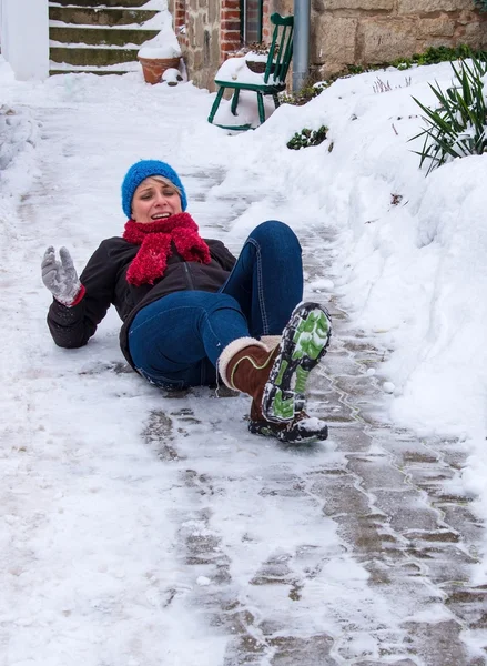 Falling down woman — Stock Photo, Image