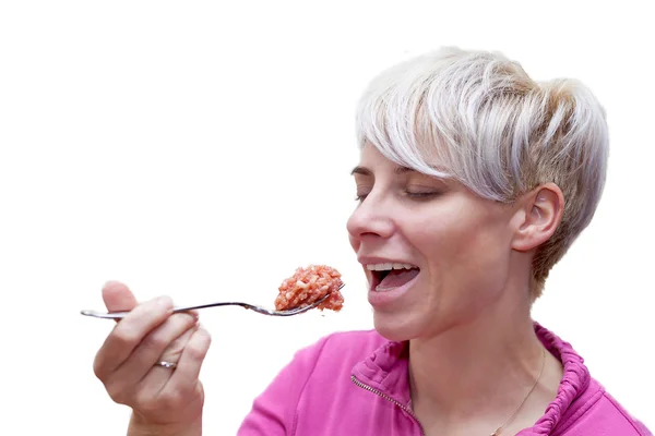 Woman eating — Stock Photo, Image