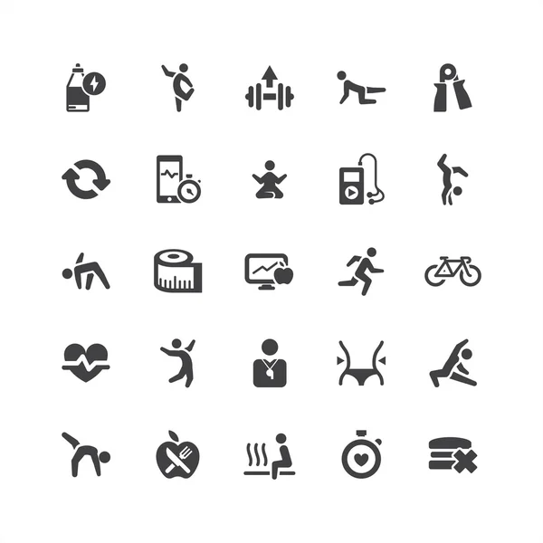 Fitness and Health Icons Set — Stock Vector