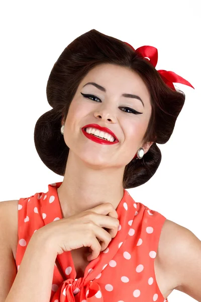 Smiling pin up brunette woman — Stock Photo, Image