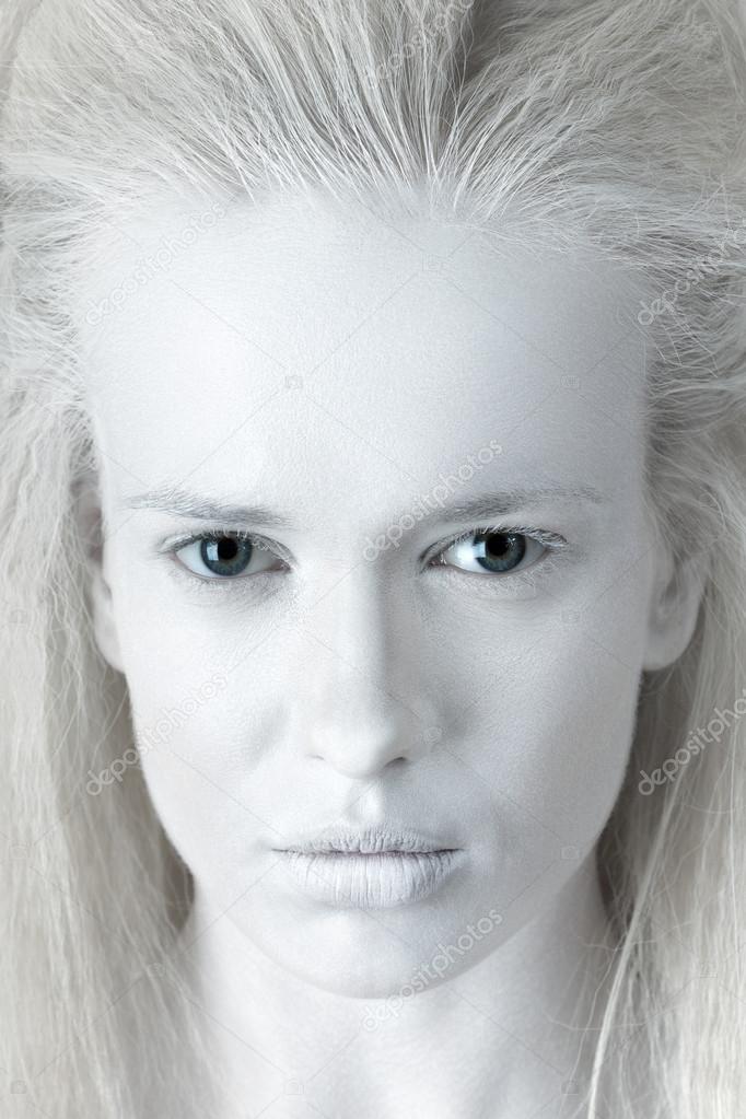Portrait of mysterious albino woman