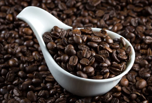 China bowl with coffee beans — Stock Photo, Image