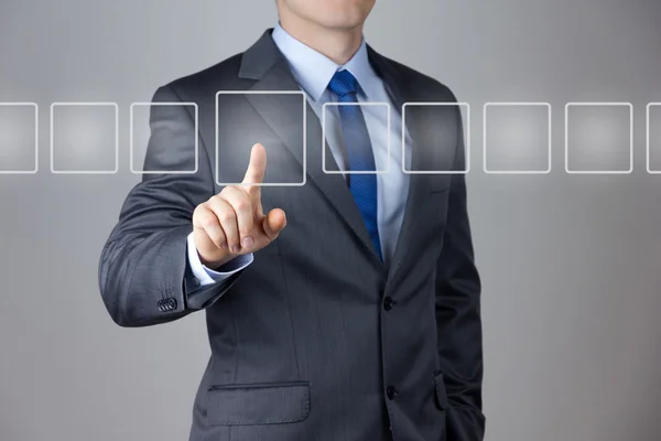 Business Man pushing on a touch screen interface — Stock Photo, Image