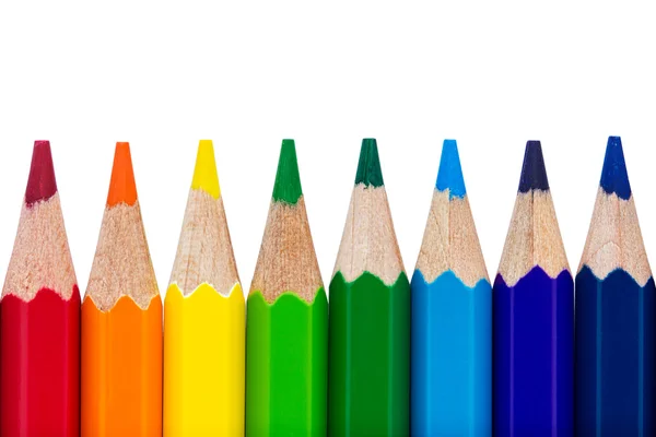 Row of colourful pencils isolated over white background — Stock Photo, Image