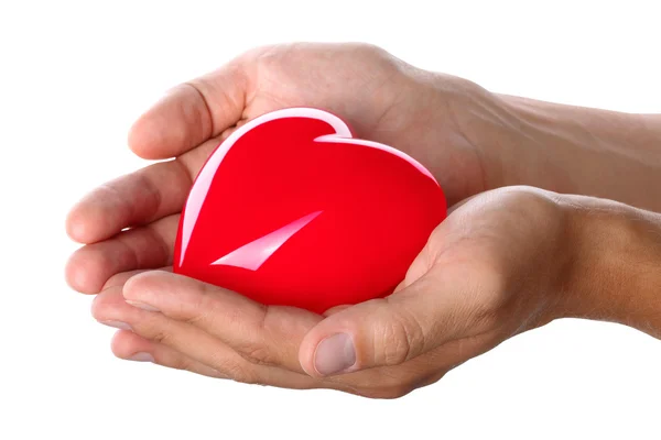 Male hands giving red heart — Stock Photo, Image