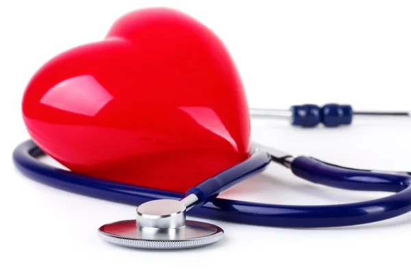 Medical stethoscope and  red heart — Stock Photo, Image