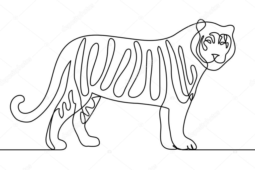 Standing tiger line art vector illustraion