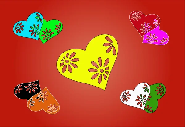 San Valentín patrón sin costuras con corazones de color — Vector de stock