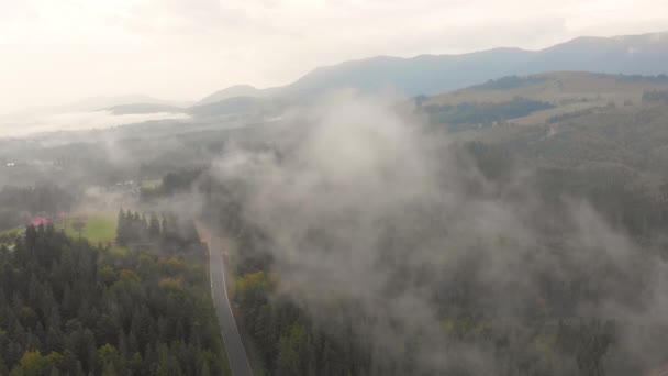 Nuvens Rolam Sobre Floresta Inspiração Conceito Destino Wanderlust Imagens Épicas — Vídeo de Stock