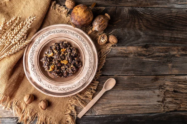 Prato Eslavo Kutia Comida Natal Tradicional Refeições Tradicionais Véspera Natal — Fotografia de Stock