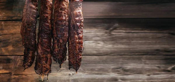 Smoked Ham Homemade Smokehouse Natural Product Organic Farm Produced Traditional — Stockfoto