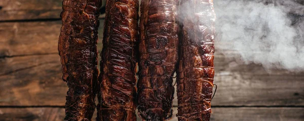 Traditional Method Smoking Meat Smoke Smoked Ham Bacon Pork Neck — Stockfoto