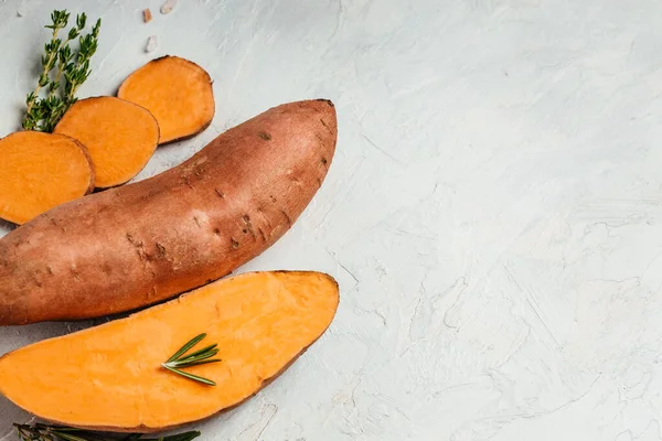 Patata Dulce Naranja Orgánica Batatas Batatas Crudas Ingrediente Alimenticio Vegano — Foto de Stock