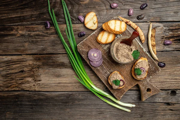 Hausgemachte Pilz Und Bohnenpaste Mexikanische Küche Pastete Aus Bohnen Pastete — Stockfoto