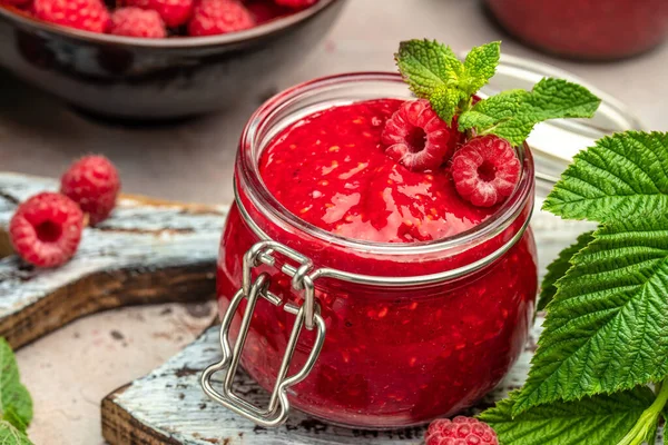 Raspberry Jam White Background Food Recipe Background Close — Stock Fotó