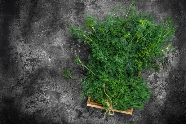 Bunch Fresh Green Dill Fresh Dill Close Dark Background Preparation — Photo