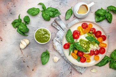 Salad with burrata cheese, cherry tomatoes