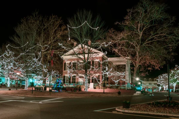 Christmas holiday lights in small  north Georgia town