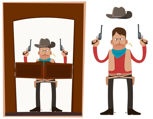 Cowboy in action — Stock Vector