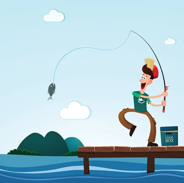 Pesca en el mar — Vector de stock