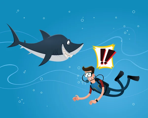Voldoen aan een haai — Stockvector