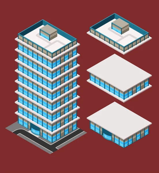 Edifício moderno isométrico — Vetor de Stock