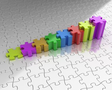 Bulmaca beyaz arka plan üzerinde renkli grafik. 3D