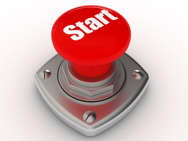 Red START button Isolated High resolution. 3D image — Stock Photo, Image