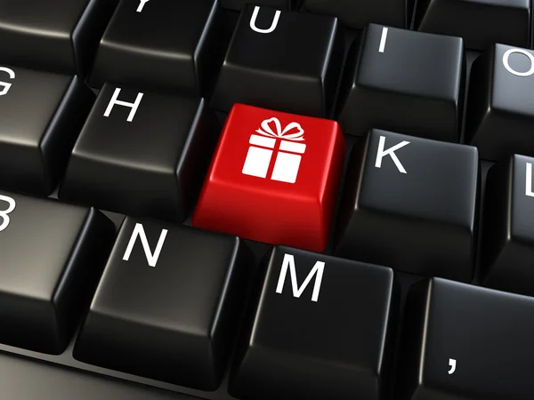 Dator tangentbord med presentnyckel - företagsbakgrund Stockfoto