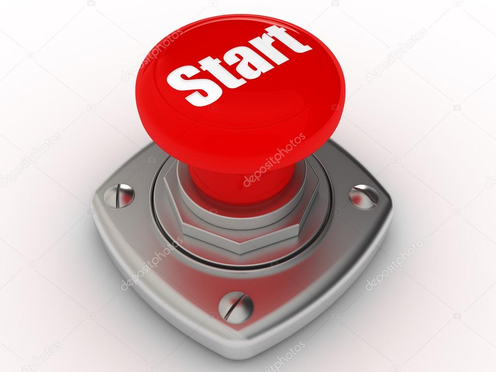 Red START button Isolated High resolution. 3D image