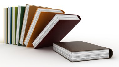 beyaz arkaplanda izole kitap koleksiyonu