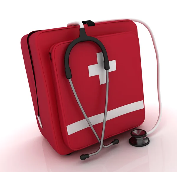 Kit di pronto soccorso, kit medico, isolato su sfondo bianco — Foto Stock
