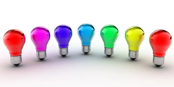Ampoule colorée sur fond blanc - rendu 3d — Photo
