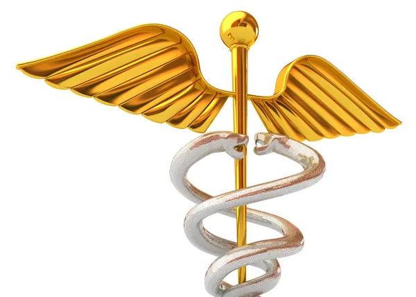 Abstract medical background with silver caduceus medical symbol — Stock Photo, Image