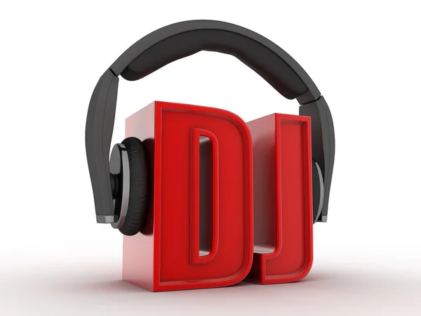 Texto DJ y auriculares — Foto de Stock