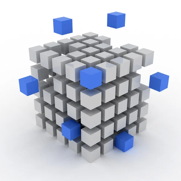 Cube assembling from blocks Royalty Free Stock Images