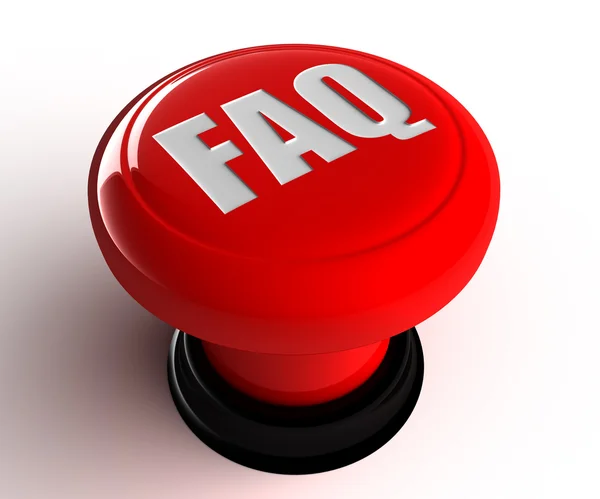 FAQ runda röda blanka ikonen på vit bakgrund Stockfoto