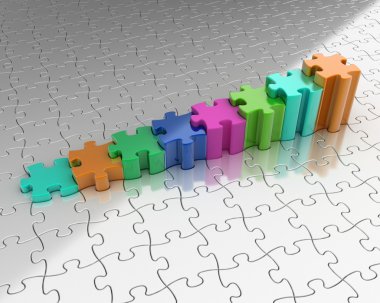 Bulmaca beyaz arka plan üzerinde renkli grafik. 3D