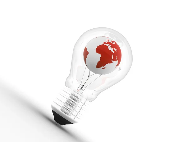 Ilustração de uma lâmpada elétrica com um globo mundial. Ilustração conceptual — Fotografia de Stock