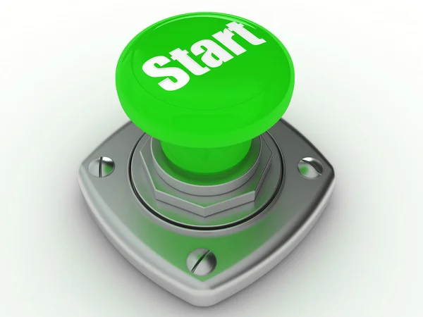 GREEN START button Isolated High resolution. 3D image — Stock Photo, Image