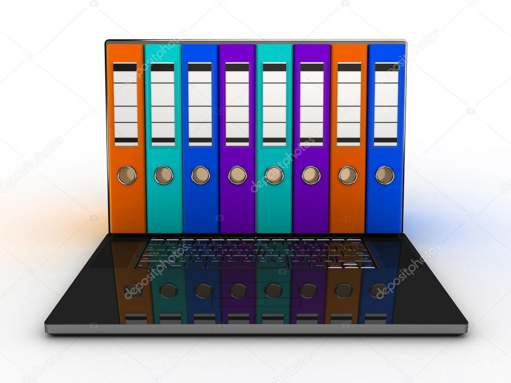 abstract image of computer and folders for documents
