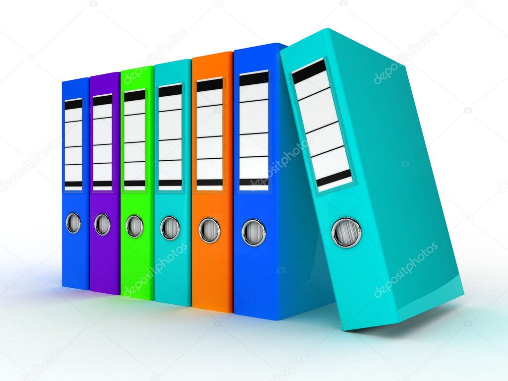 Row of color office folders