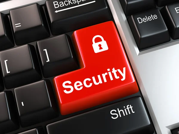 Security key on the keyboard of laptop computer — Stock Photo, Image