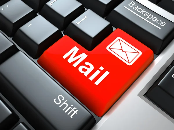 Tangentbord med "mail" knappen 3d — Stockfoto