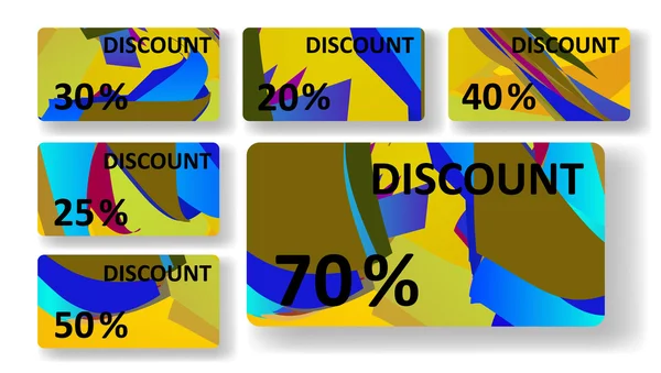 Retro kortingskaarten, kleurrijke digitale afbeelding. — Stockvector