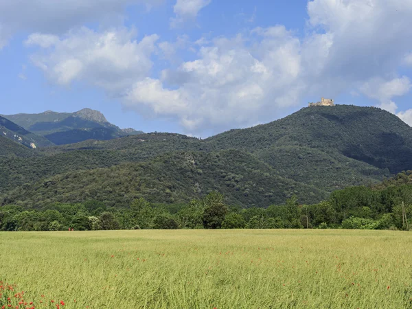 农业景观类型 （montseny 地块 — 图库照片