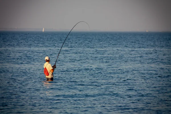 Рибалка ловить рибу Ліцензійні Стокові Фото