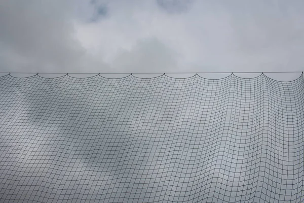 Metal Mesh Iron Fence Cells Sky Background — Stock Photo, Image